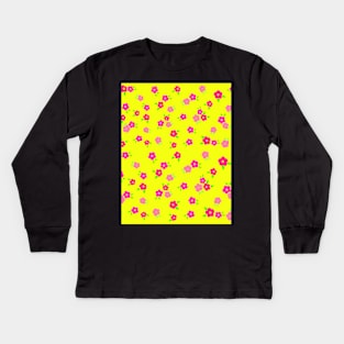 Spring Vibes (Yellow Background) Kids Long Sleeve T-Shirt